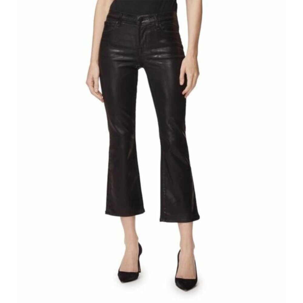 J Brand Selena Jeans Black Coated Cropped Bootcut Mid Rise SZ 24 NWT $278